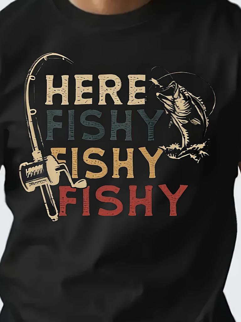 Mens Vintage Fishing Pattern TShirt Here Are the Fishprinted Crew Neck Is Lightweight and the Regular Fit