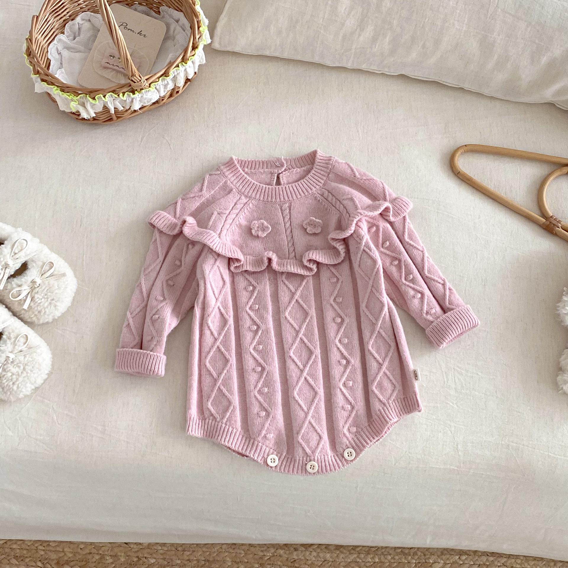 

Baby Solid Color Winter Romper 2025 - Korean Style Jacquard Onesie for Newborns. Super Cute and Trendy! 66 cm рожевий