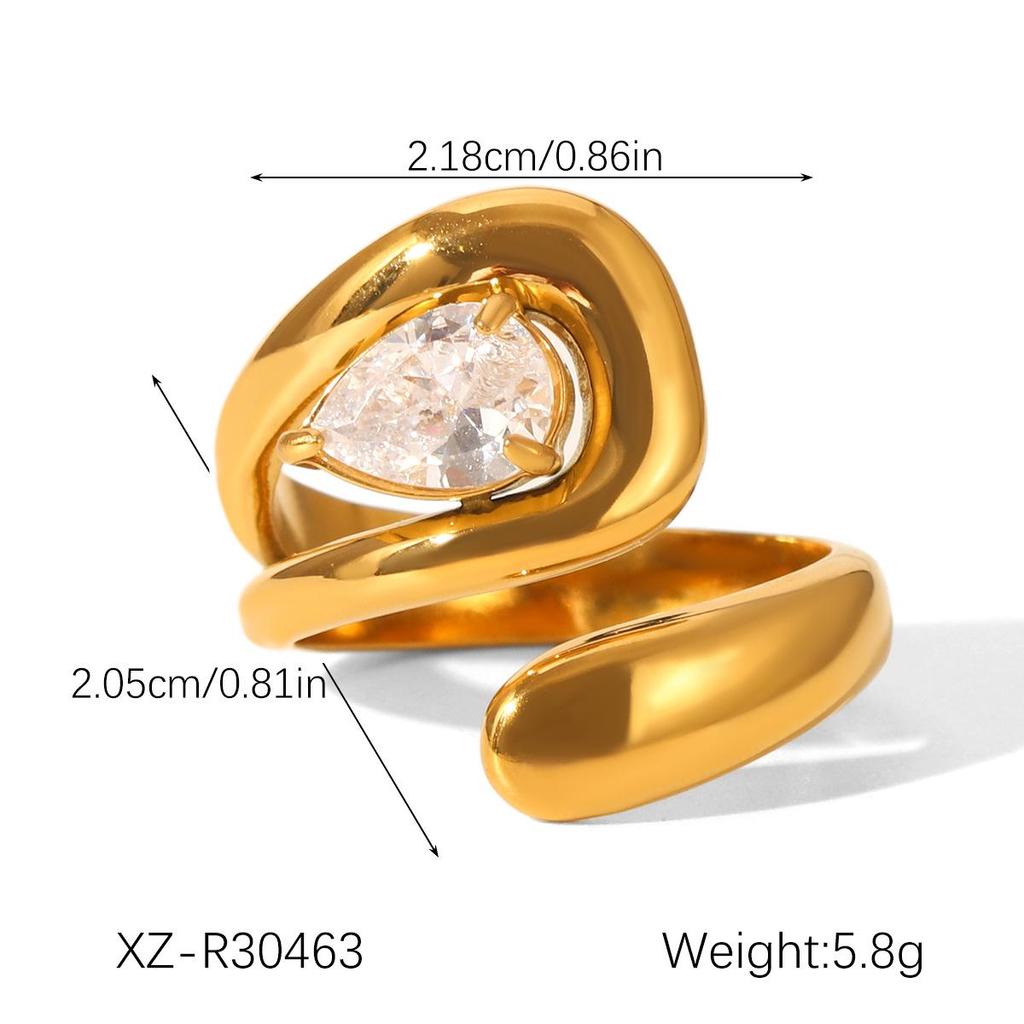 High-End Zircon Stainless Steel Ring Set for Women - Durable & Stylish Titanium Design
