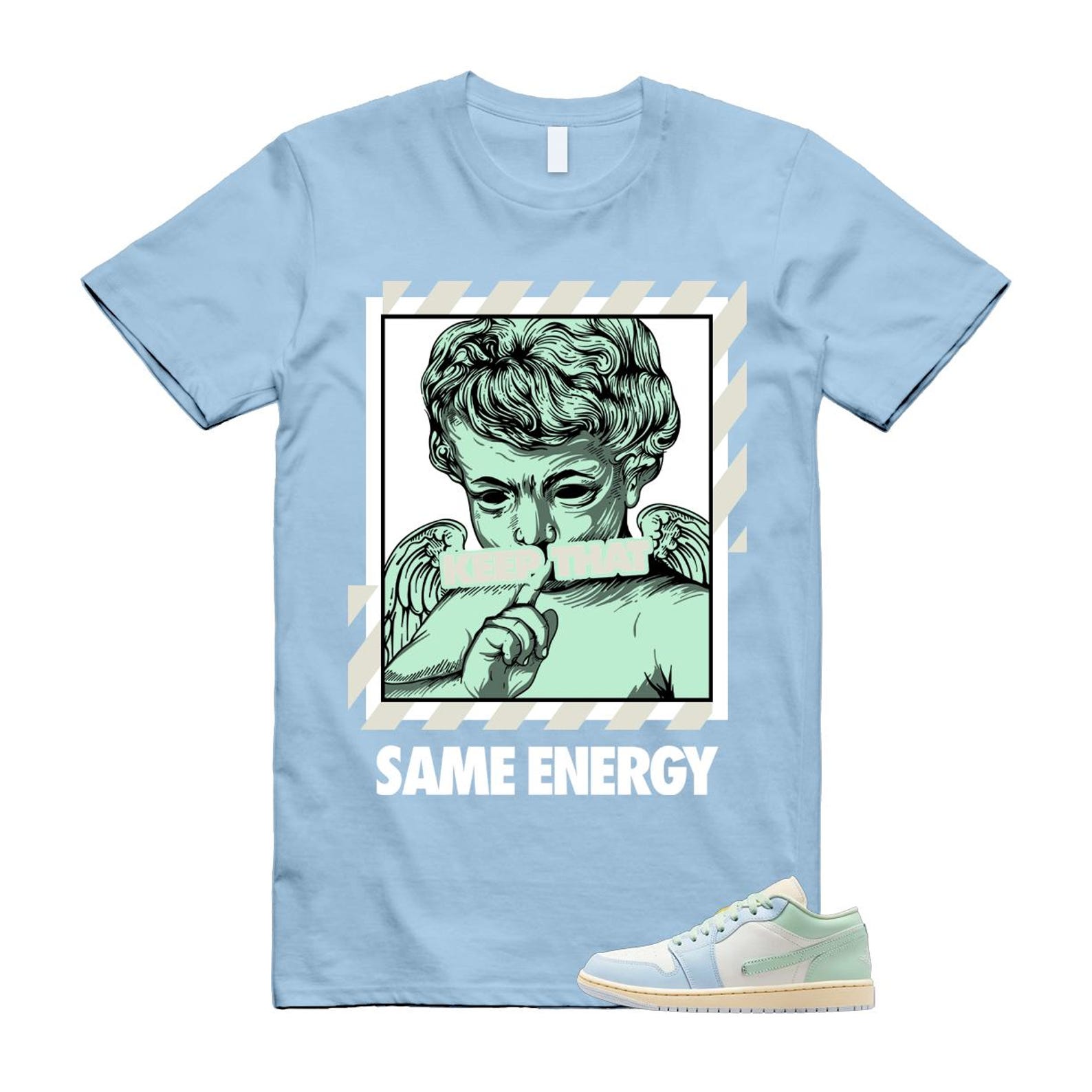 1 Sail Jade Aura Muslin White Ice Blue Mint T Shirt Match ENERGY S