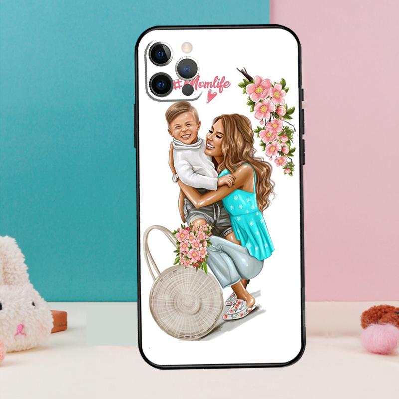 SUPER MOM MOTHER MAMA CUTE BABY Phone Case For iPhone 17 Air 16 15 14 12 11 13 Pro Max 12 13 mini 15 16 Plus 16e Cover Coque