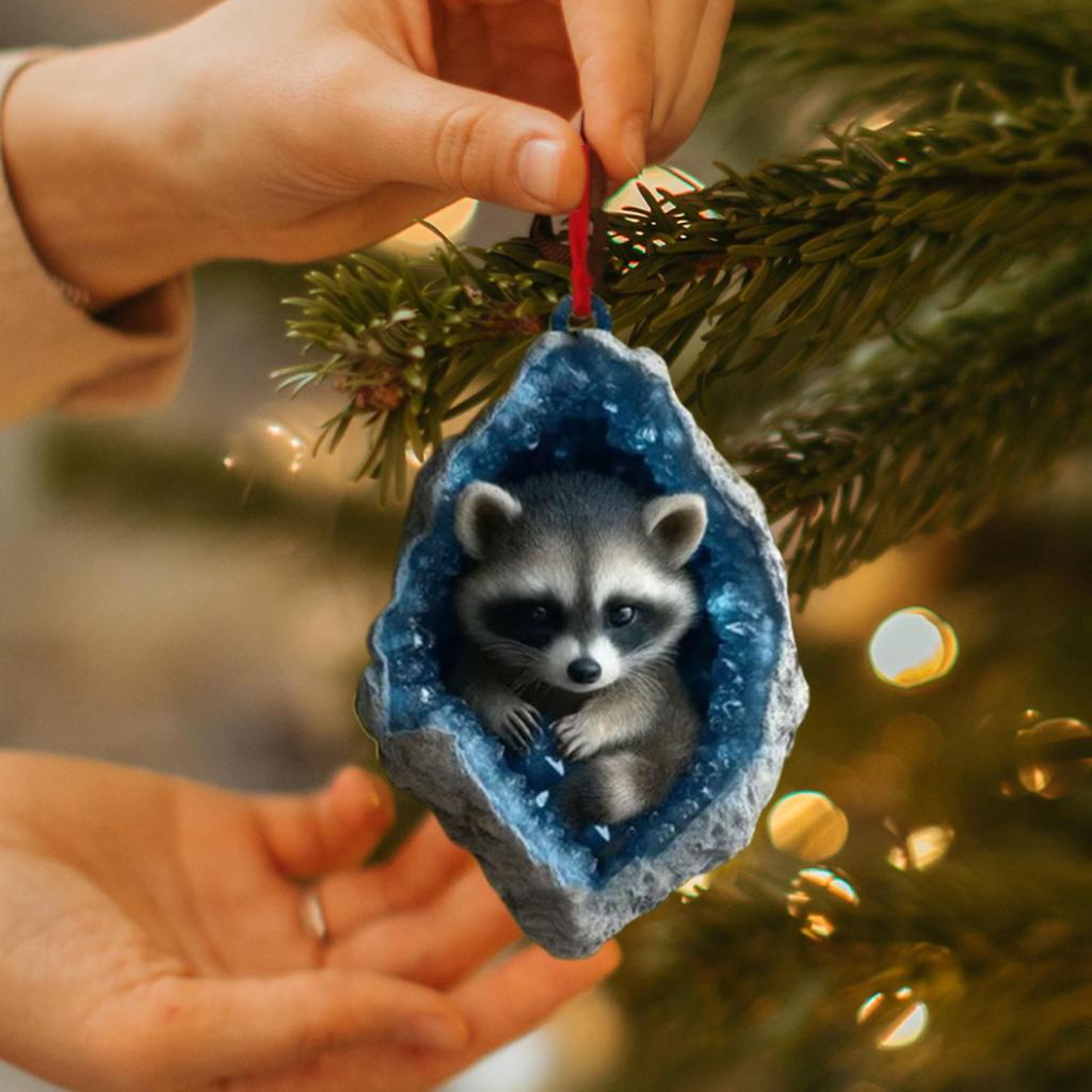 Christmas Ornaments 4inch Animal in Hole Pendants Christmas Decor for Tree 2D Acrylic Figurine Charm Pendant Decor for Home