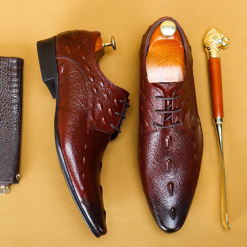 Pantofi din piele pentru bărbați Piele cu șireturi Rochie de afaceri cu vârf Model crocodil Pantofi pentru bărbați Pantofi business casual
