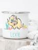 Personalisierte Dinosaurier-Buchstaben-Tassen Niedliche Emaille-Kaffeetasse Saftbecher Geschenke für Sie Geburtstag Muttertag Niedliche Mädchen