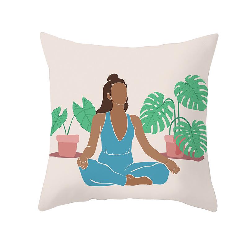 Nordic Abstract Women's Peach Leather Velvet Printed Pillowcase Home Fashion Bedside Sofa Office Cushion Cover