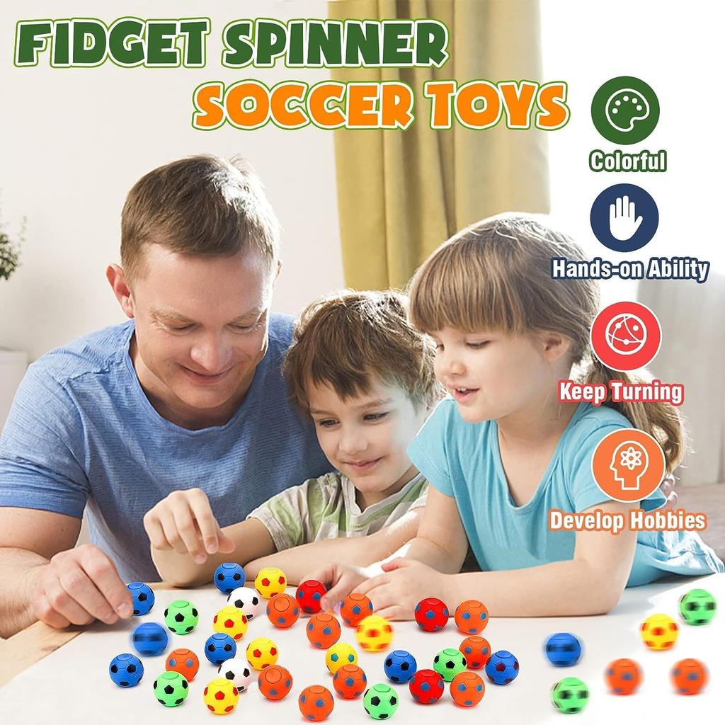 Mini Fidget Spinners Soccer Balls for Kids Soccer Party Favor Rotatable Finger Stress Balls Toy Classroom Prizes Return Gifts