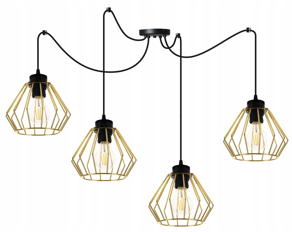 Golden Spider Ceiling Hanging Lamp, Wire Plafon