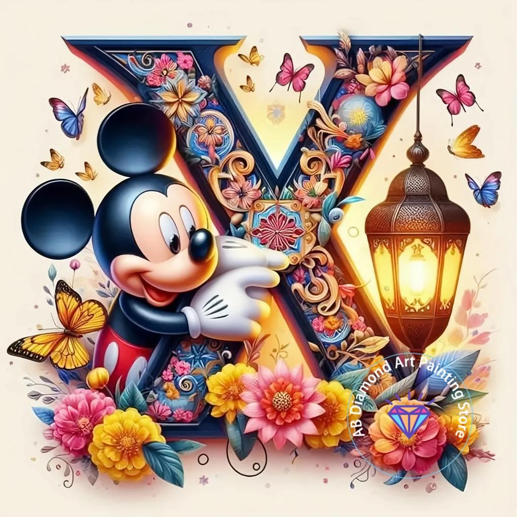Mickey Mouse Minnie Letter Diamond Painting Kit 5D DIY Diamond Embroidery Cross Embroidery Handmade Art Gift Home Decoration