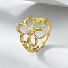 Xiancan S925 Sterling Silver Gold Plated Hollow Flower Ring with Diamond Stamen - Exquisitely Versatile.