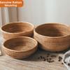 Large Capacity Round Rattan Storage Tray Plastic Bread Fruit Storage Tray  Living Room