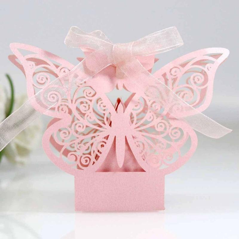 

50Pcs/Set Hollow Butterfly Gift Paper Boxes Creative Laser Cutting Wedding candy box Dragee Box Cookie Carton Wrapping Package Other