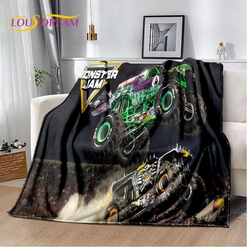 Monster Truck 3D Monster Jam Cartoon Soft Flannel Blanket for Bed Bedroom Sofa Picnic,Throw Blanket for Outdoor Leisure Nap Gift