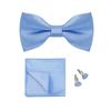 1 Set Men Bow Tie Kit Solid Color Bow Tie Kerchief Cufflinks Set Weddings Business Events Outfit Accessories