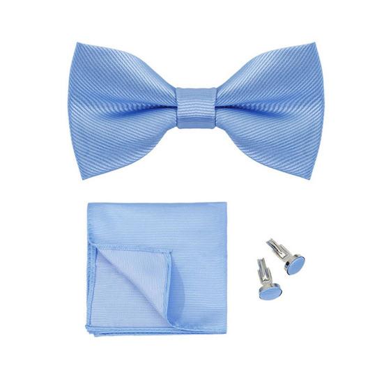 1 Set Men Bow Tie Kit Solid Color Bow Tie Kerchief Cufflinks Set Weddings Business Events Outfit Accessories