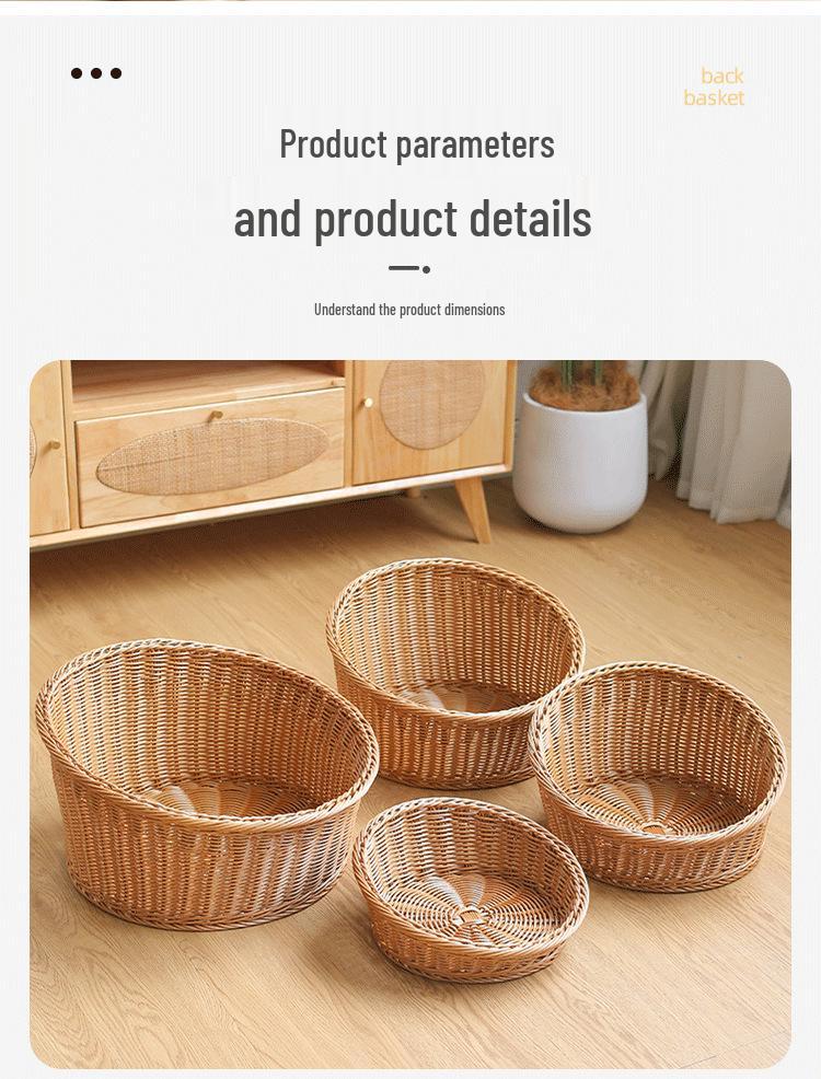 Rattan-Style Angled Bread, Fruit & Snack Display Basket
