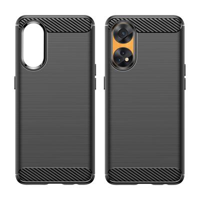 Brushed Carbon Fiber Texture Phone Case for Oppo Reno8 T 4G,Flexible TPU Phone Cover