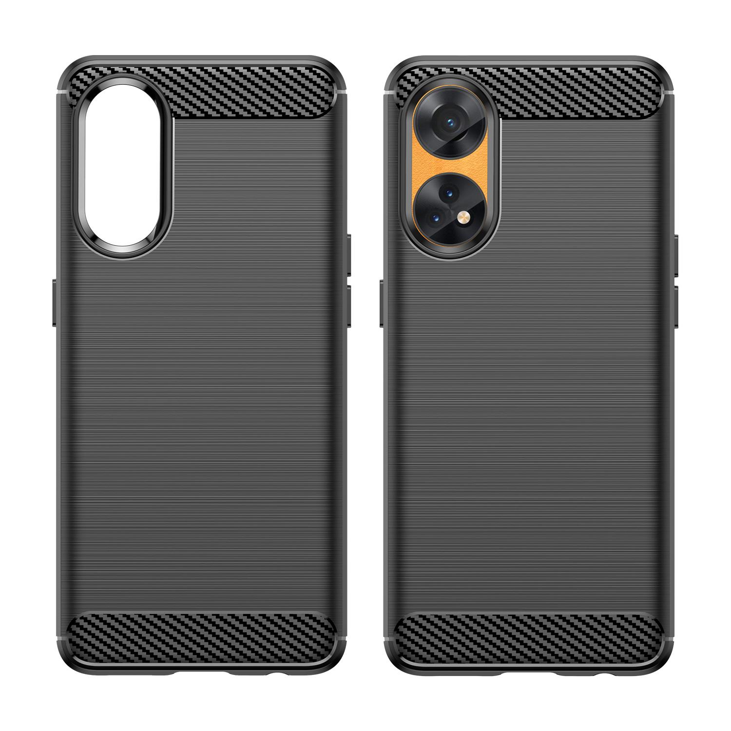 

Brushed Carbon Fiber Texture Phone Case for Oppo Reno8 T 4G,Flexible TPU Phone Cover Black