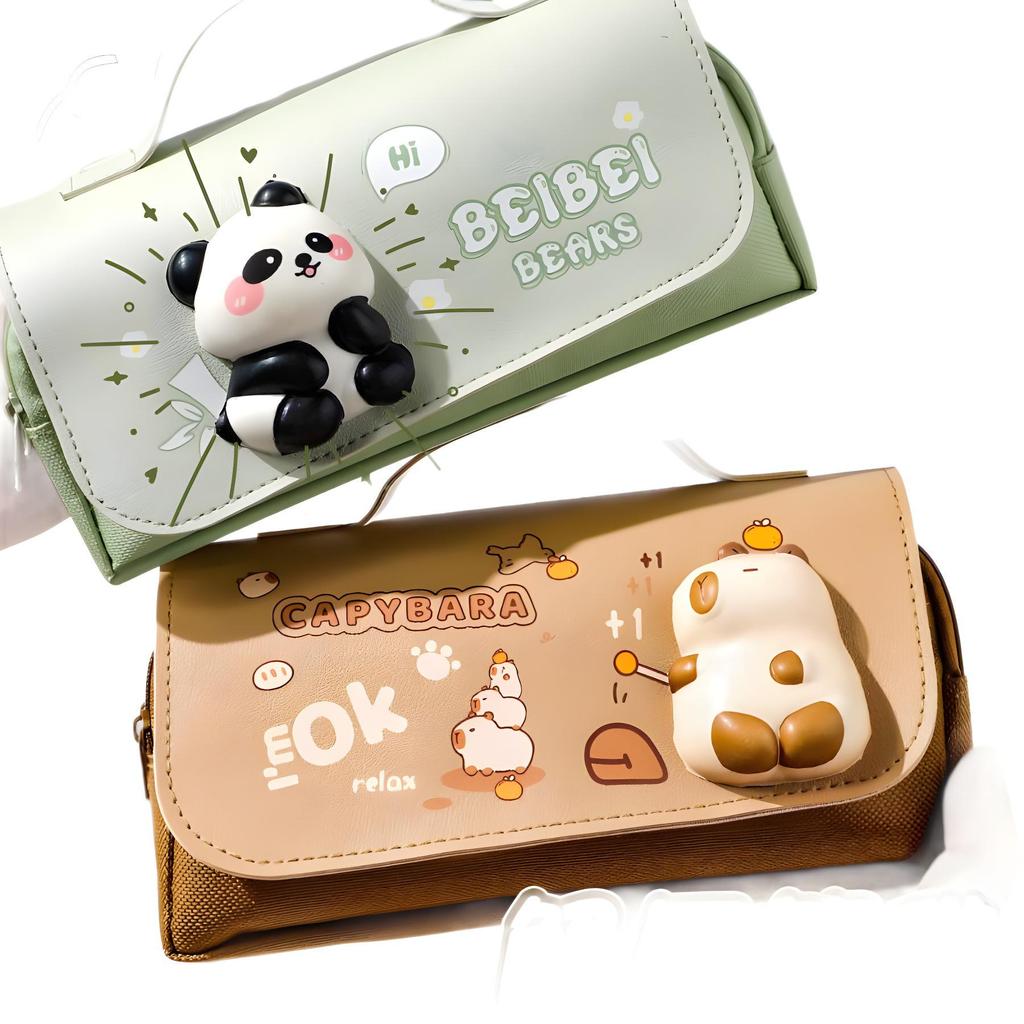 Extra velké pouzdro na tužky kapybara 2025 - Roztomilá papírnická krabička pro dívky