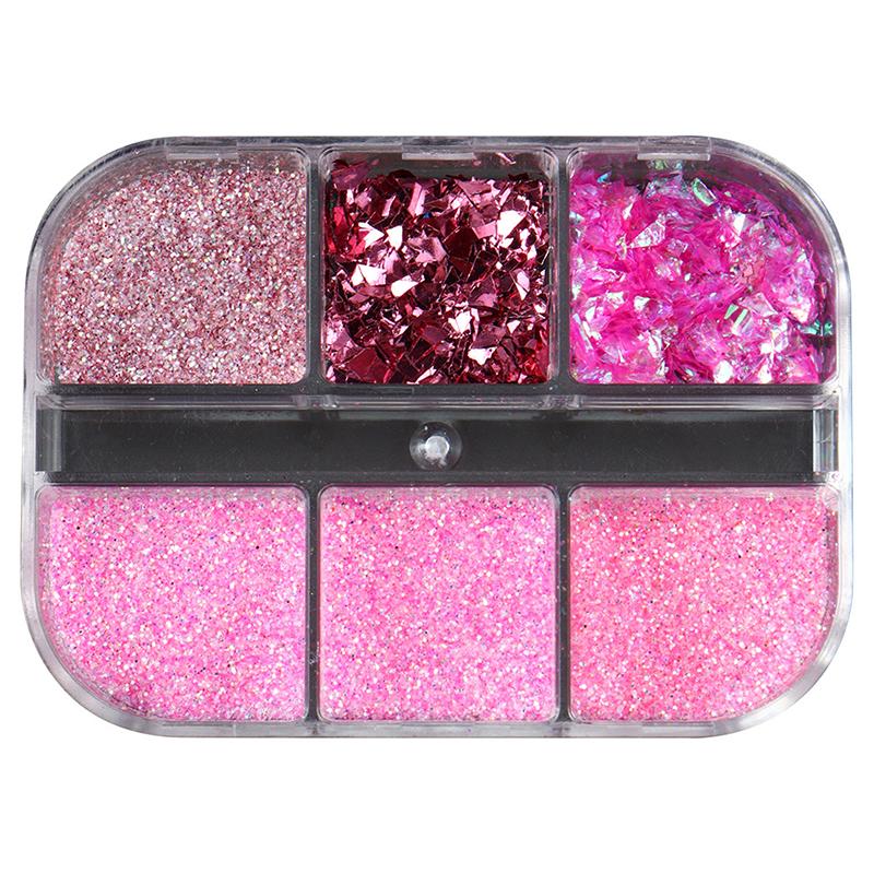 1 Box Of 6 Grids 3D Mini Round Nail Sequin Kawaii Korean Black Dot Nail Art Flake Y2K Golden Silvery Shinny Charms Accessories