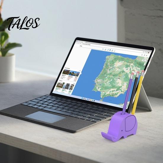 Porta telefono a forma di elefante Talos stampato in 3D con portapenne, Supporto multifunzionale, Organizer da scrivania a mani libere, Forma carina creativa per casa e ufficio