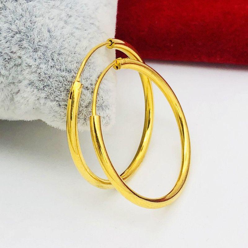 

Аллювиальное золото Звездное небо Большой круг Преувеличенные Серьги с сохранением цвета 25mm diameter smooth surface