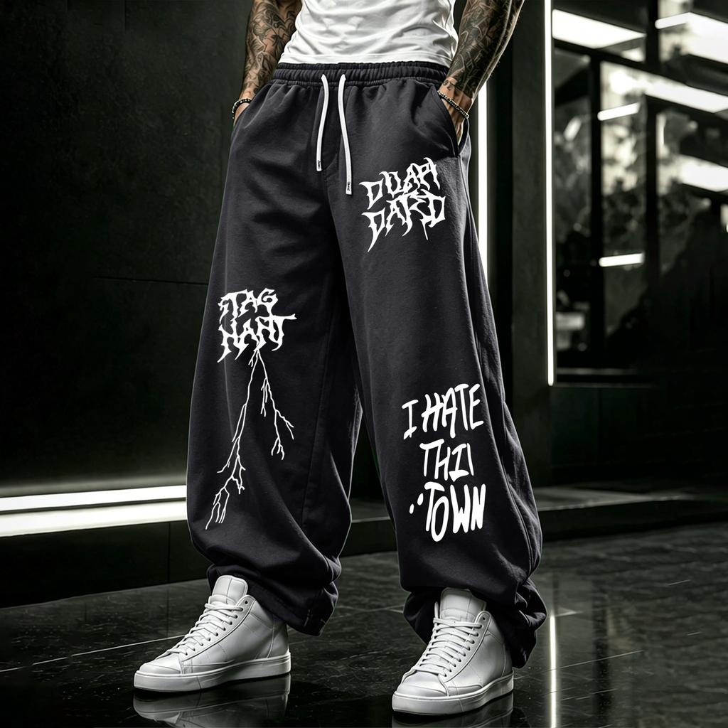 Men’s loose-fitting, straight-leg trousers with a drape stretch waistband versatile casual and sports trousers for everyday wear