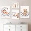 Personalized Nursery Wall Art Poster and Prints Customized Wall Art Cartoon Bear Moon Rainbow Cloud Star Canvas Painting Picture