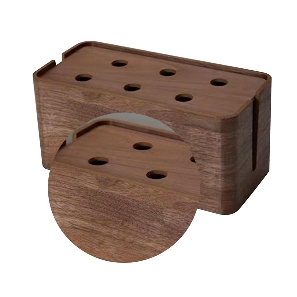 Wood Cable Tidy Box Large Capacity Power Strip Organizer Wire Hider Storage for Desk