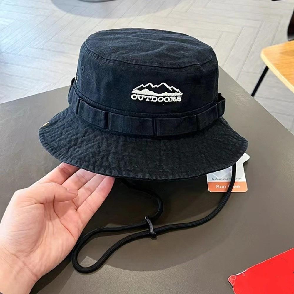 Mountain Range Embroidery Travel Hat Unisex Sunscreen Hats Fashion Fisherman Hat  Hiking