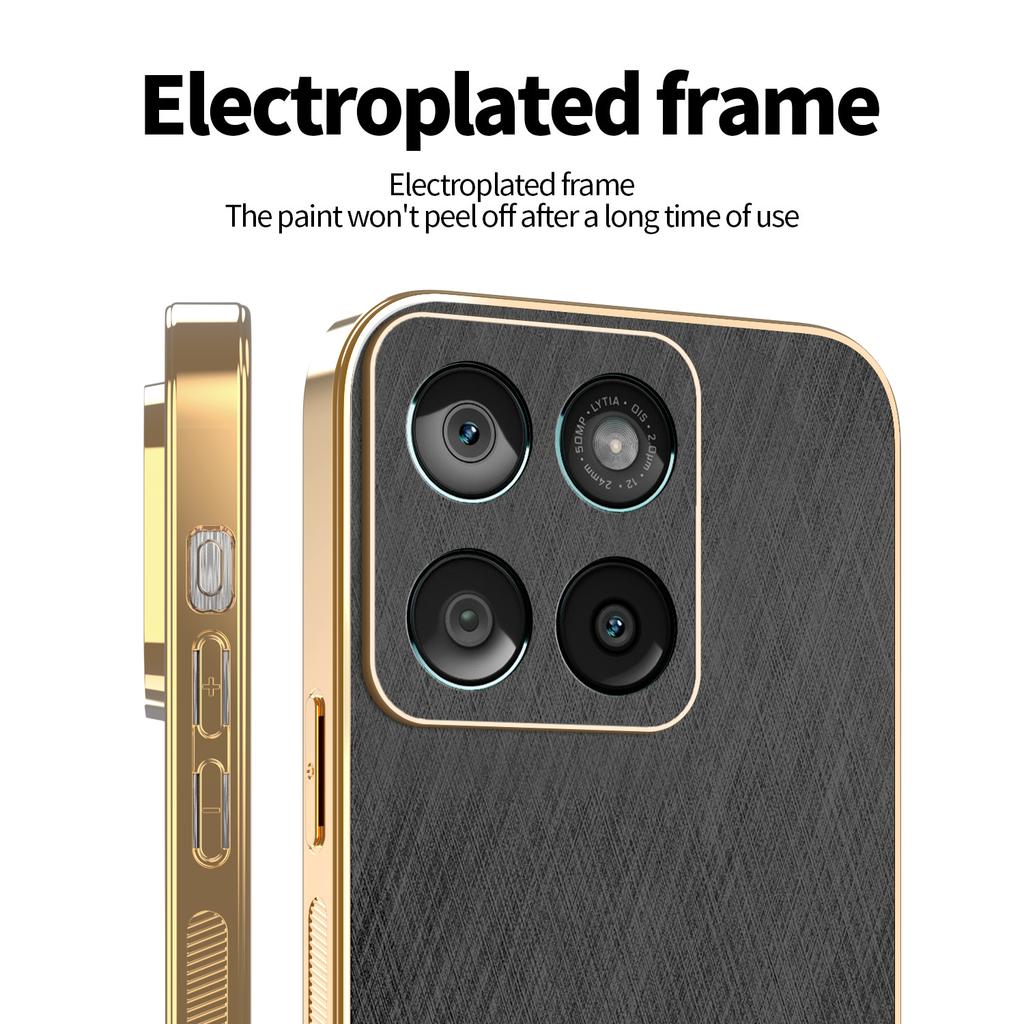 KADEM Etui na Motorola Edge 60 5G/60 Fusion 5G Elektroplaterowana Tekstura Jedwabiu PU+TPU Tylna Pokrywa Telefonu