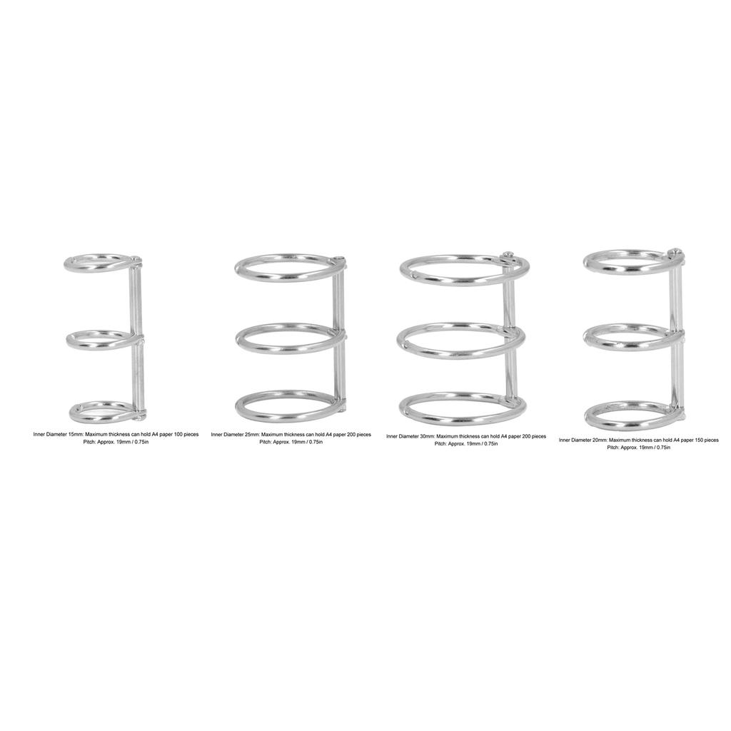 10Pcs 3 Ring Metal Loose Leaf Binders Stainless Steel Book Rings Po Album Binding Spines For Notebook Travel Diary