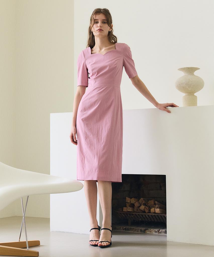PAUL&ALICE Heart Neck Dress / Pink