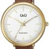 Analog Waterproof Watch with Synthetic Leather International Model QC35J111 Brown [Citizen Q&Q] Band,