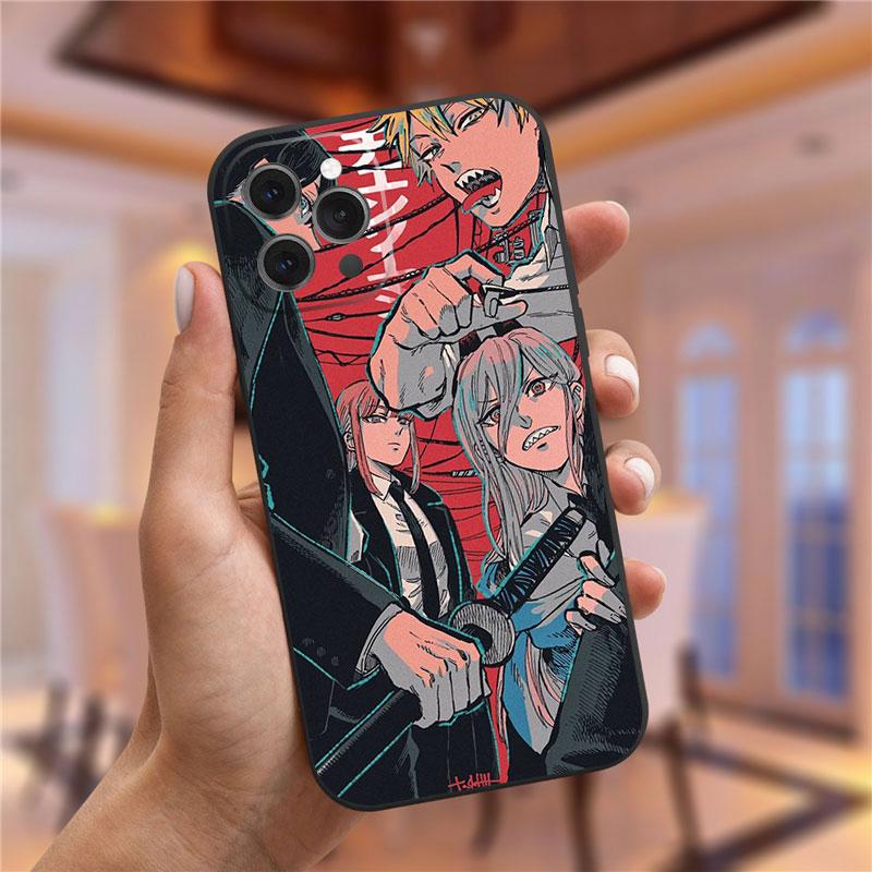 Japānas karikatūra Anime motorzāģa vīrieša tālruņa korpuss iPhone 13 Pro Max XR XS Max 6s 7 8 Plus 12 Mini 11 Pro Max mīksts TPU vāciņš Funda