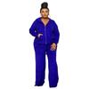 Übergröße Samt Damen Zweiteiliges 2-teiliges Set Outfits Mode Kurve Gerade Hosen Anzug und Trainingsjacke Street Trainingsanzug