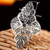 Huitan Hyperbole Leaf Design Opening Rings With Black Cubic Zirconia Vintage Women Rings For Anniversary Party Bohemia Jewelry