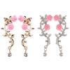 Sparkly Metal Leaf Ear Cuff Stud Earring for Women Girls Gifts Fashion Ear Clip Wrap Earring Jewelry Present Gold Pink