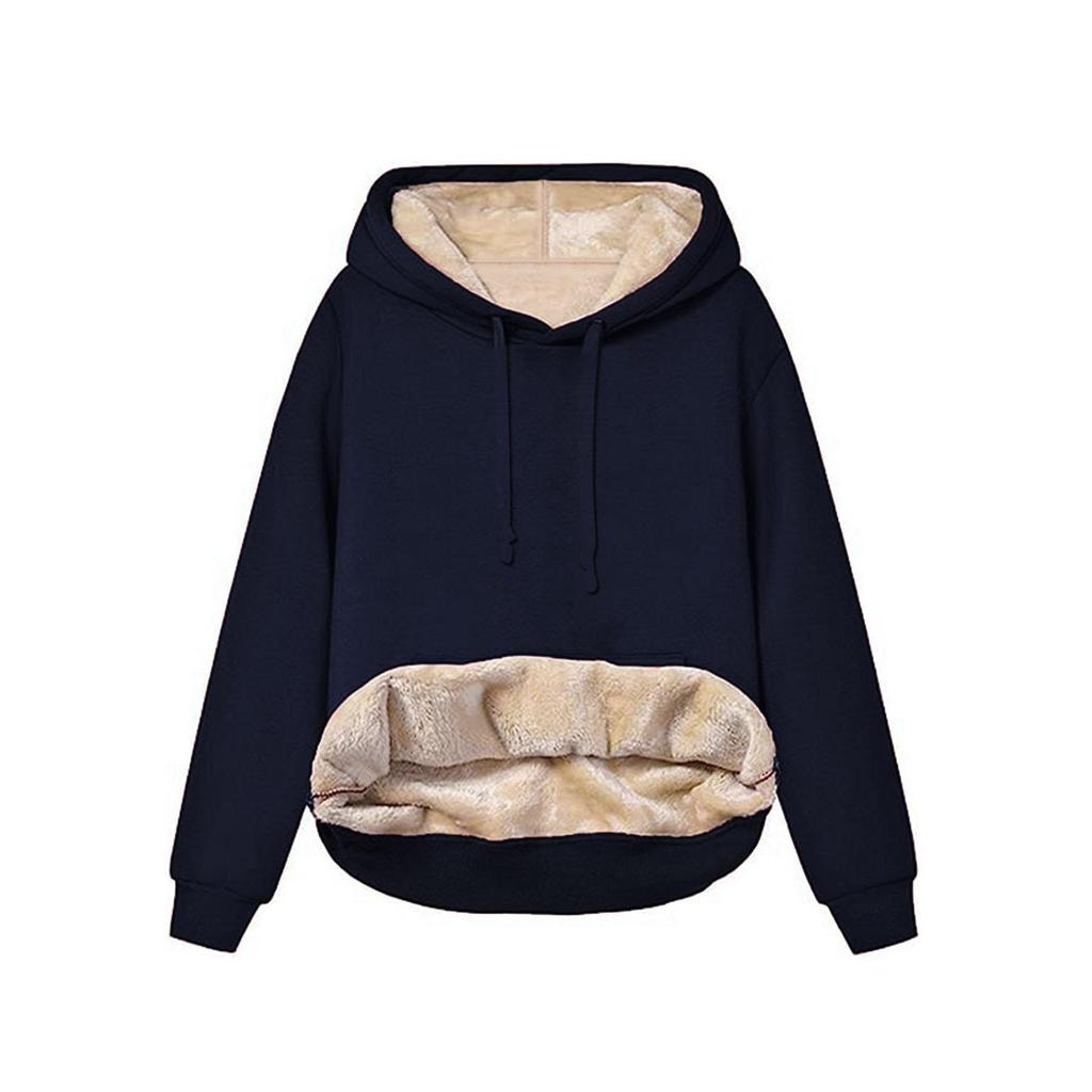 Fleece-Sweatshirts für Damen Dickes Fleece-Hoodie-Sweatshirt Winter Samt-Hoodie V-Ausschnitt Langarm-Tops