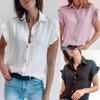 Fashion Women's Casual Short-Sleeved Ruffled Single-breasted Shirt Collar Top