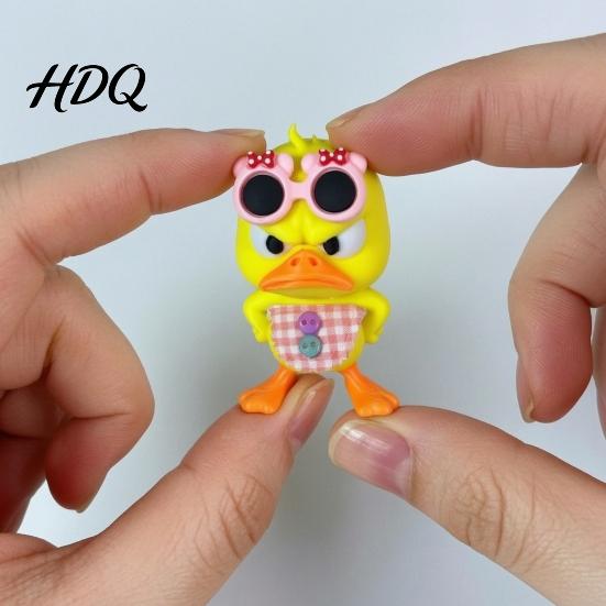Unique Gift for Friends 3D Printed Cute Duck Figurine with Glasses Angry Pose Desk Decor Creative Duckling Ornament Office Bookcase Car Ornament,