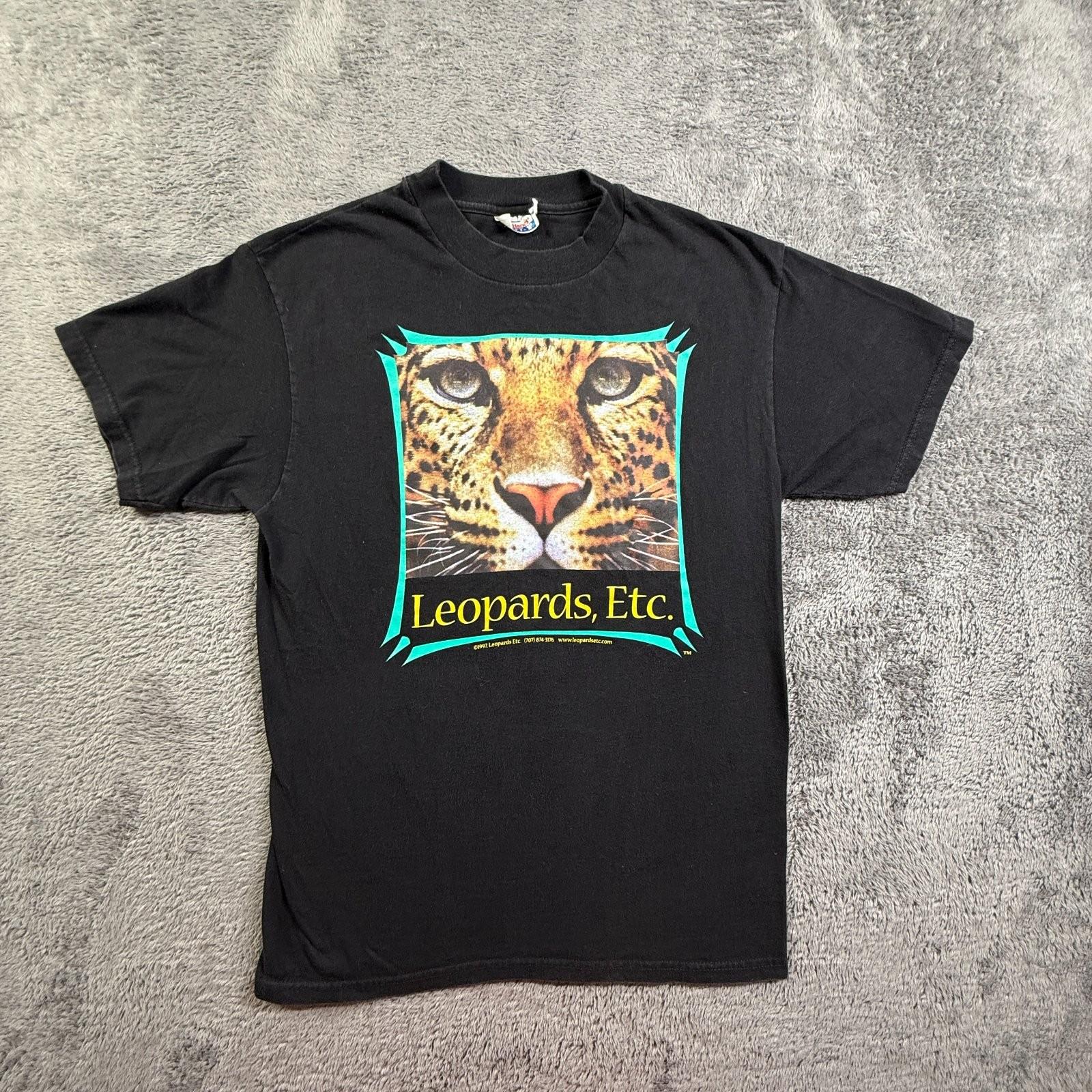 Hanes Beefy-T Leopards Etc Vintage 90s Graphic Tee Shirt Black S Wildlife Unisex T-Shirt XL