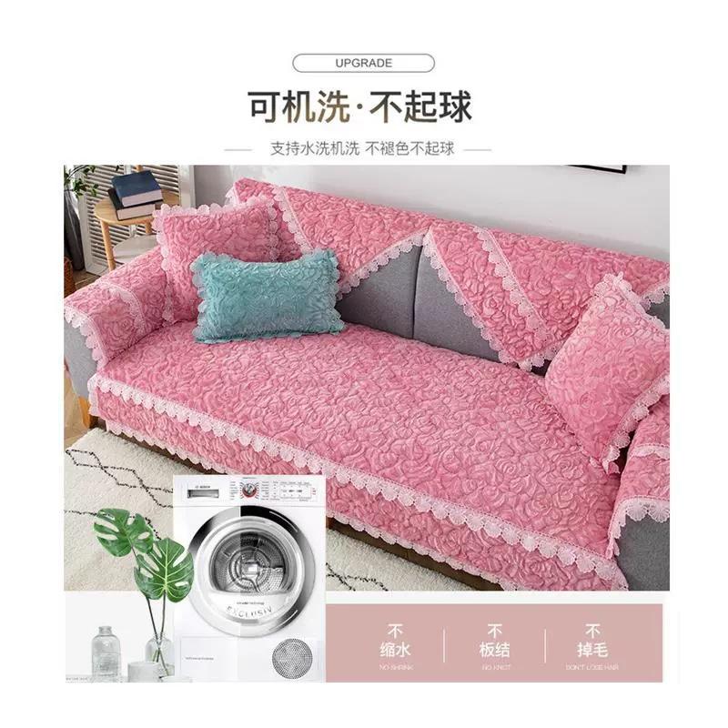 Winter Plush Thickened Rose Velvet Sofa Cushion Seat Cushion Warm And Non-Slip Simple Modern Sofa Cover Cover Cloth Towel