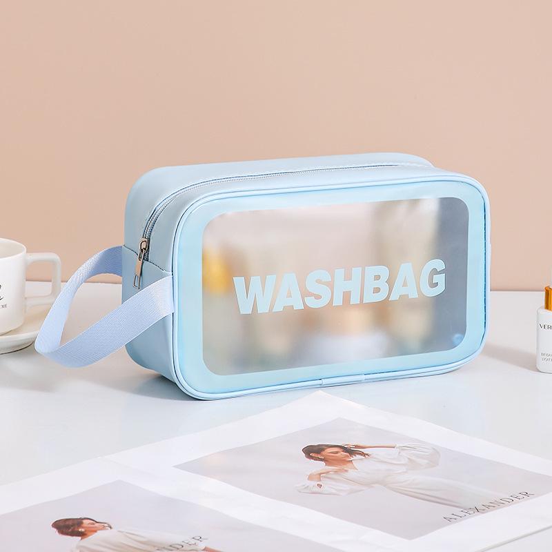 Large Waterproof Frosted Makeup Bag with Wet/Dry Separation, Portable Handheld Design