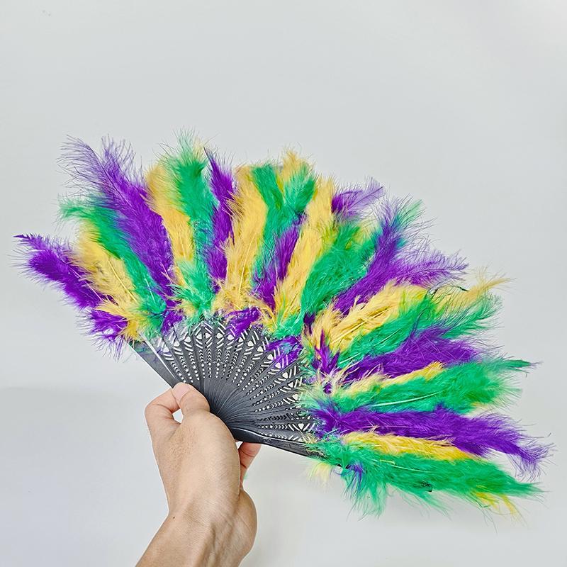 

Складной веер мягкий пушистый женский бурлеск свадебный костюм для вечеринки трехцветный перьевой веер китайский веер