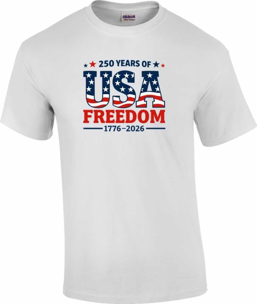 Patriotic USA Flag 250 Years of Freedom 1776-2026 250 Anniversary T-Shirt S
