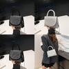 Korean Fashion Pu Rivets Small Square Bag With Stitching Detail And Interior Card Slot For Casual Outings
