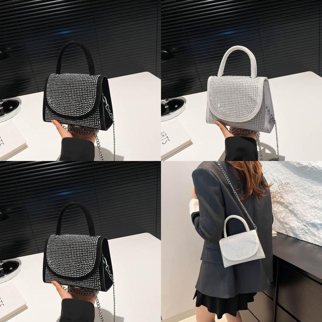 Korean Fashion Pu Rivets Small Square Bag With Stitching Detail And Interior Card Slot For Casual Outings