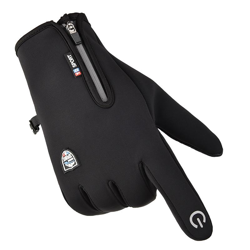 Unisex wasserdichte Handschuhe mit Fleecefutter: Touchscreen, Kältefest, mit Reißverschluss für Outdoor-Radfahren & Motorradfahren