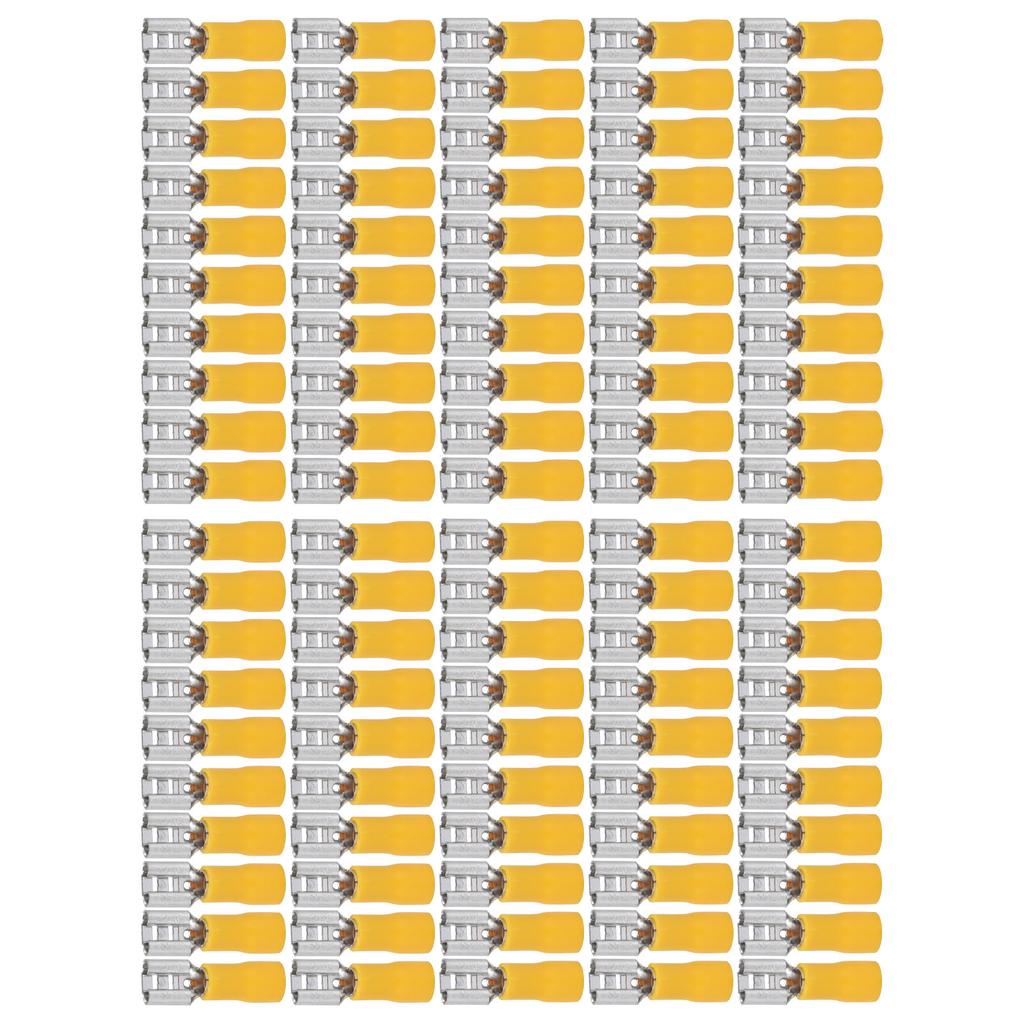100PCS Insulated Wire Terminal Female Spade Electrical Crimp Connector for AWG 12‑10 4‑6mm²