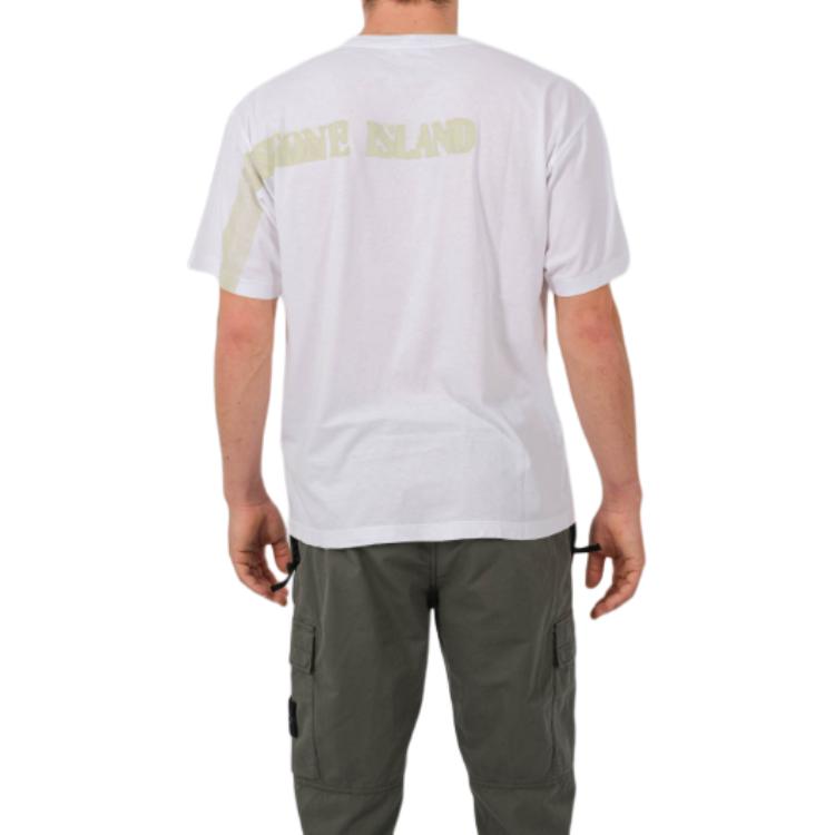 Stone Island Letter Logo Round Neck Short Sleeve T-Shirt Unisex T-Shirts White 80152RC86-V0001